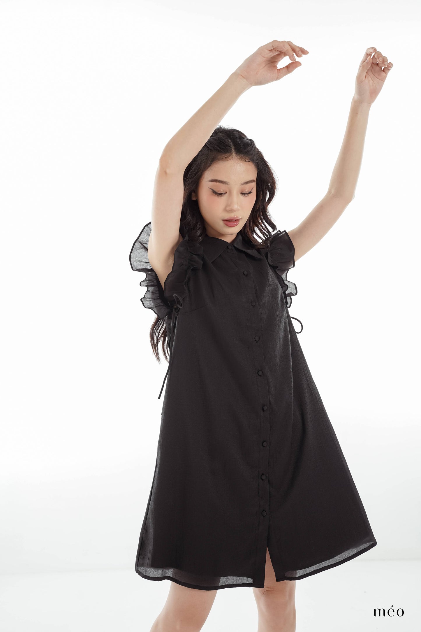 Páramo Dress - A-Line Dress With a Shirt Collar, Flutter Sleeves, Button Accents