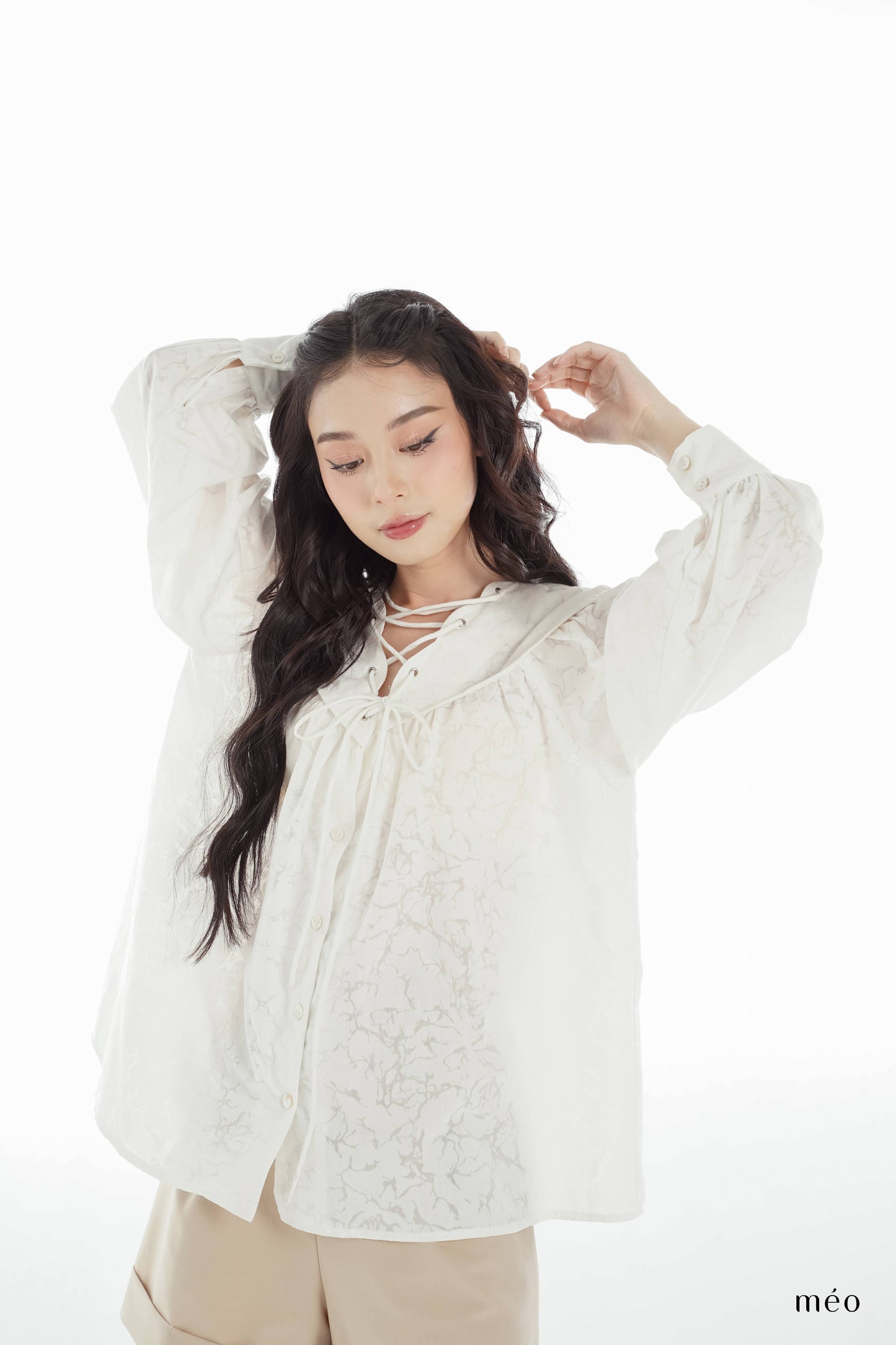 Amore Shirt - Loose Fit, Flared Sleeves, And Stylish Tie Accents
