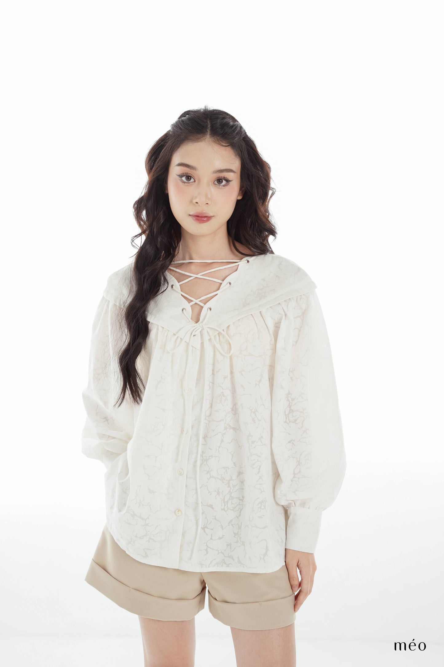 Amore Shirt - Loose Fit, Flared Sleeves, And Stylish Tie Accents