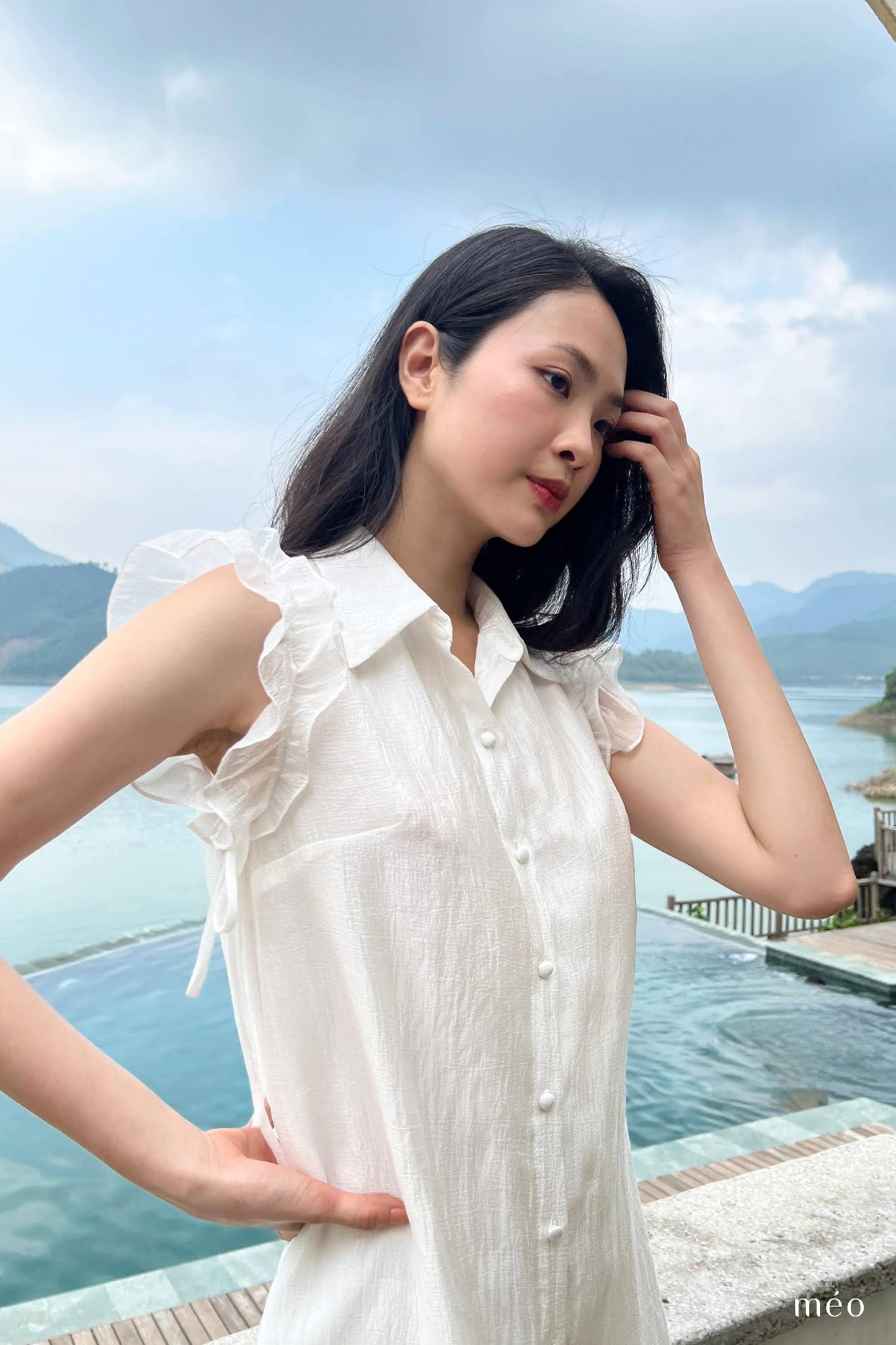 Páramo Dress - A-Line Dress With a Shirt Collar, Flutter Sleeves, Button Accents