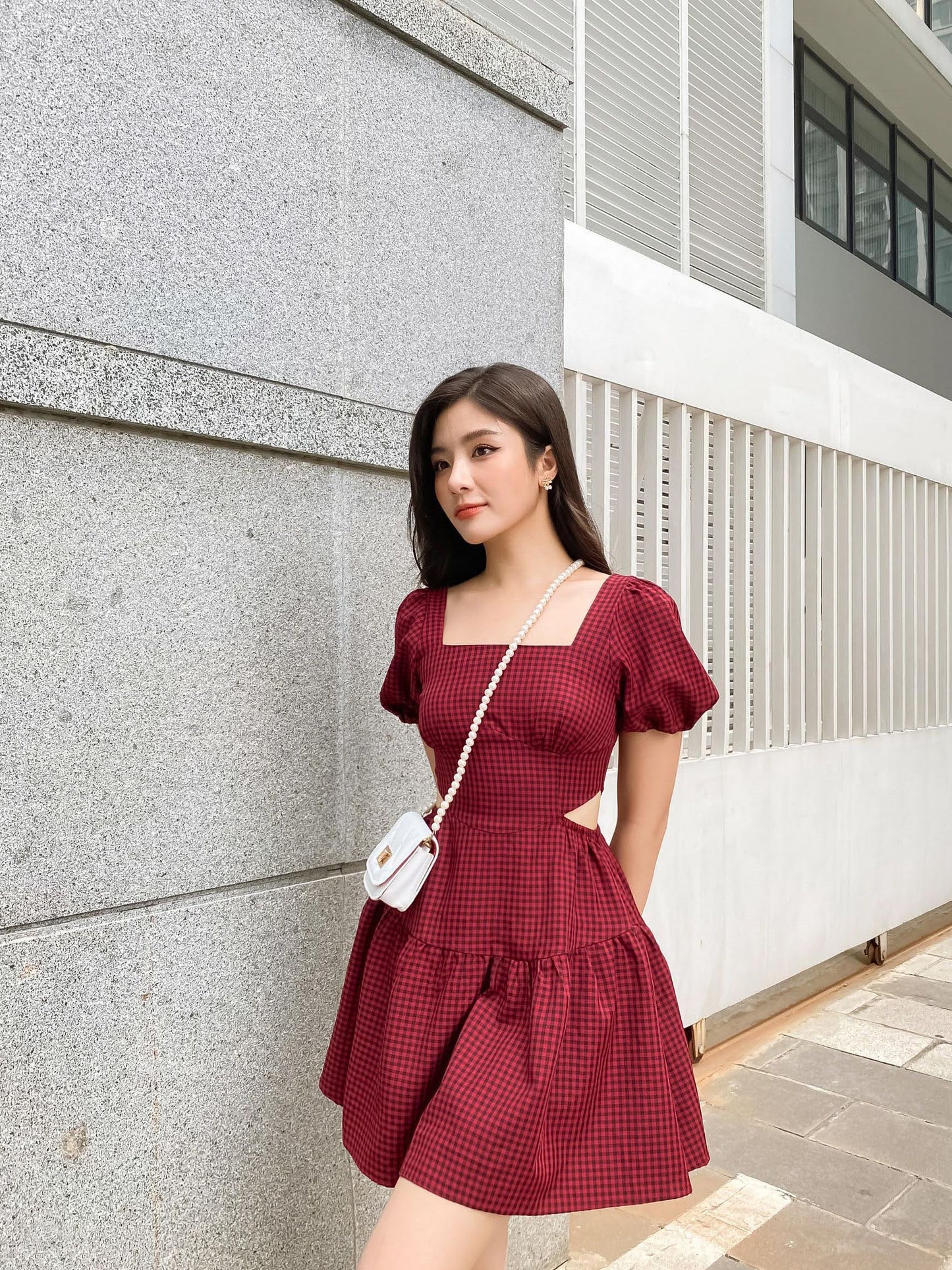 Teppmy Dress - Bell Sleeves, Cut-Out Waist, And Flared Korean-Style Design