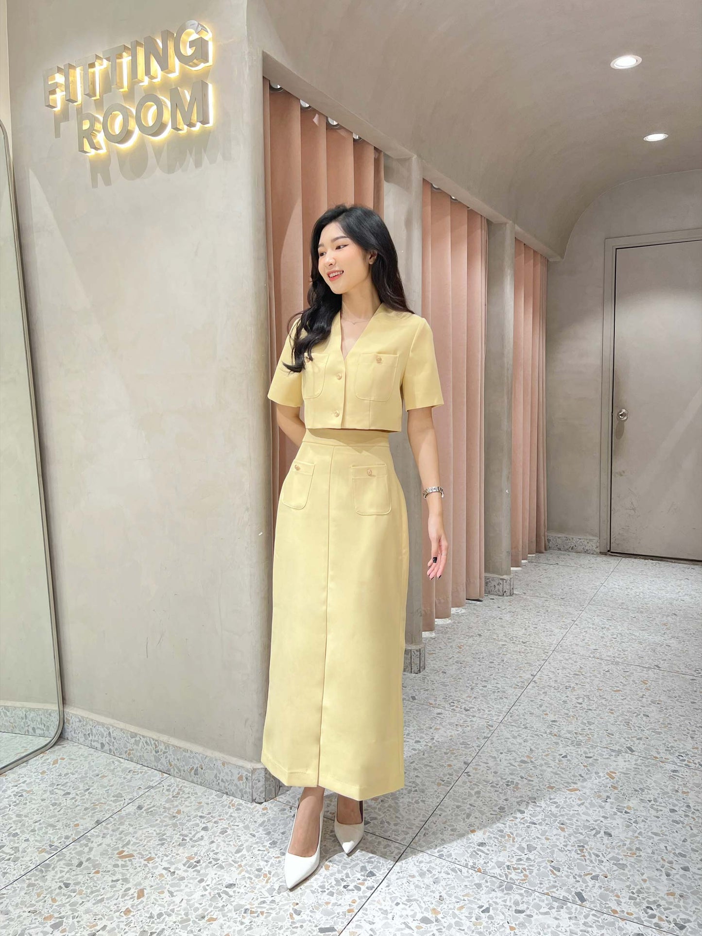 Lyna Skirt - Long Midi A-Line Skirt, Slit, Suitable For Work, Events, And Casual Outings