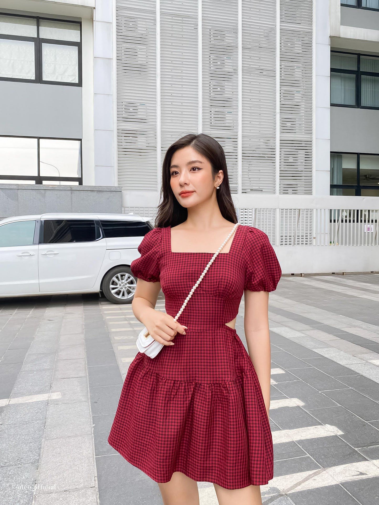 Teppmy Dress - Bell Sleeves, Cut-Out Waist, And Flared Korean-Style Design