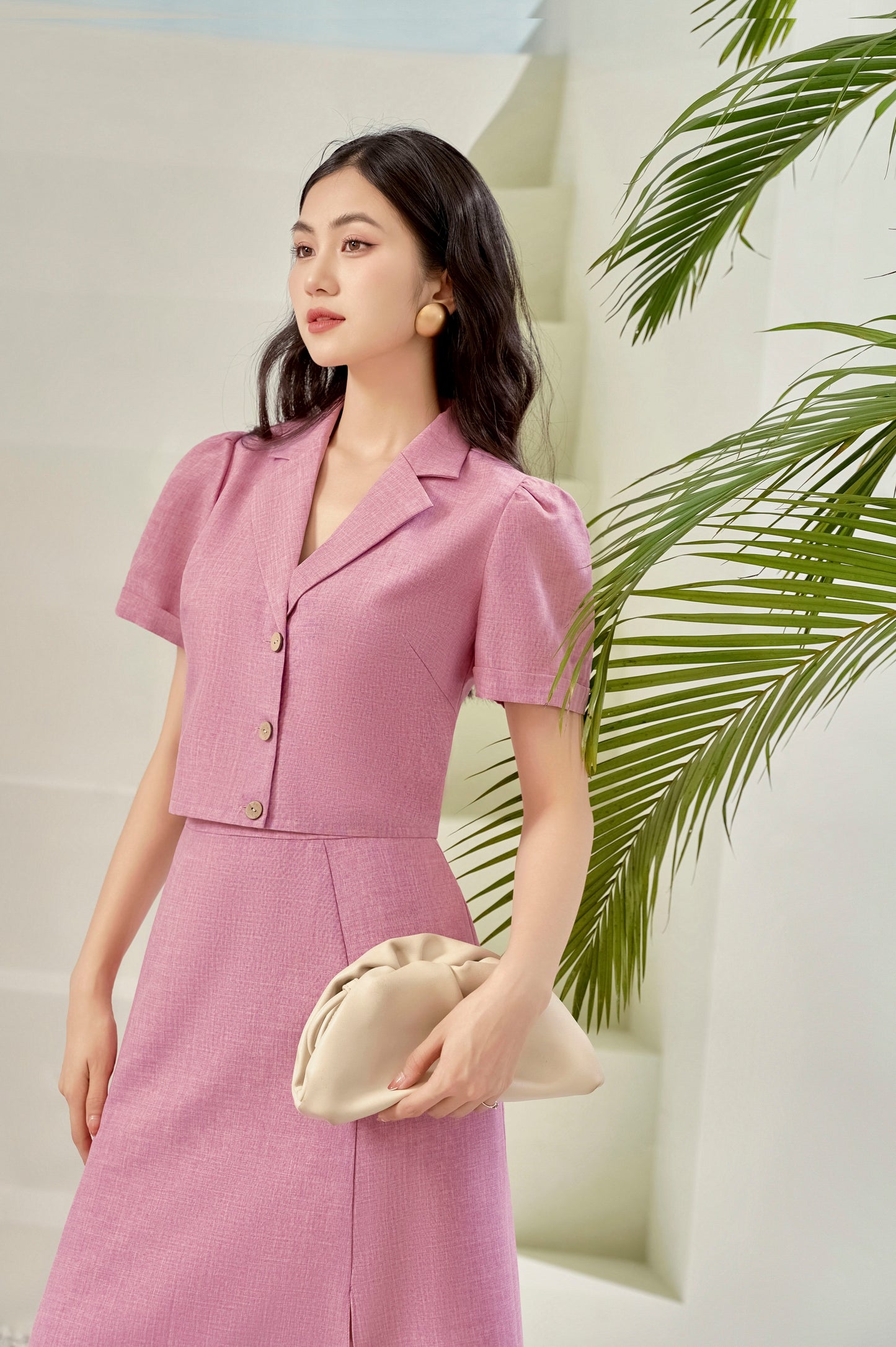 Solid Pink Top and A Matching Skirt Set