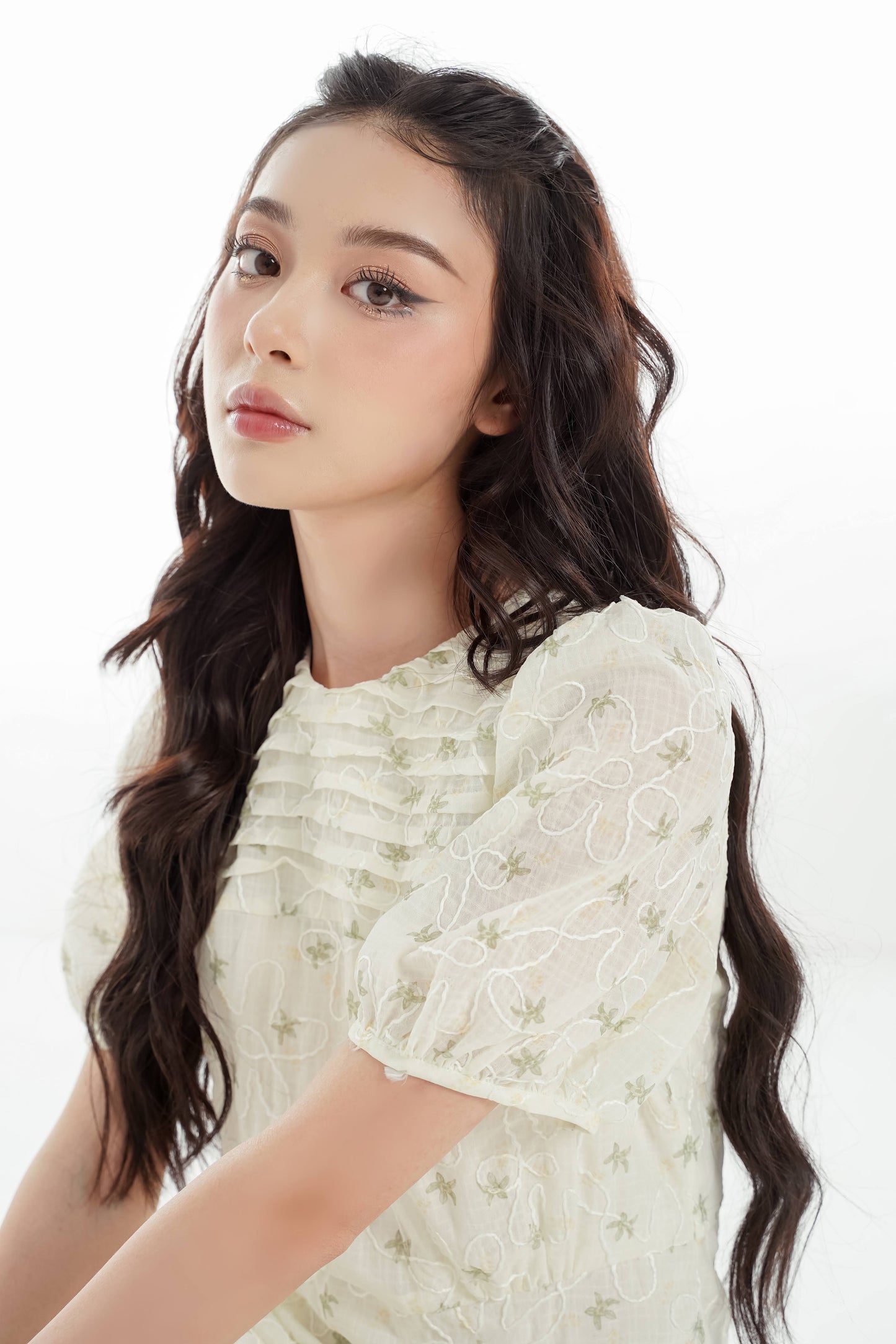 Kangmy Dress - Midi Dress With Round Neckline, Flared Sleeves, And Waist Cinching