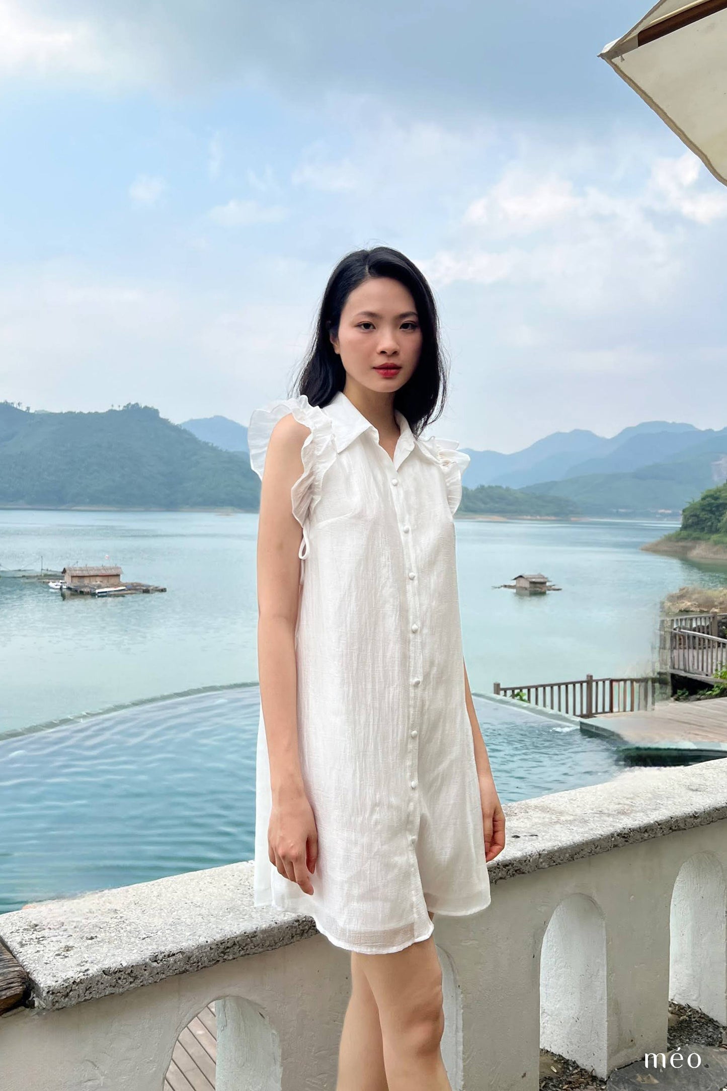 Páramo Dress - A-Line Dress With a Shirt Collar, Flutter Sleeves, Button Accents