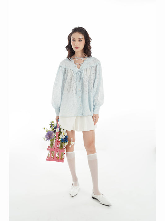 Amore Shirt - Loose Fit, Flared Sleeves, And Stylish Tie Accents