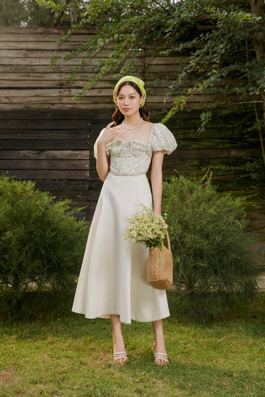 Tenna Skirt - Long Basic Khaki Skirt