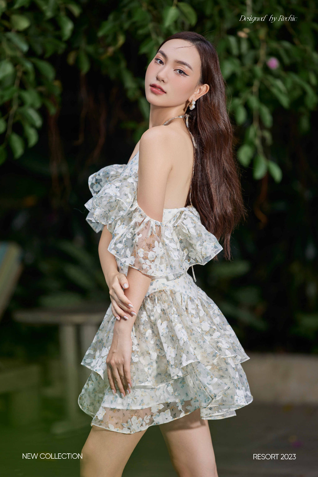 Soza Dress - Off-Shoulder Design, Flared Silhouette, Ruffled Bodice, And Layered Floral Pattern For A Luxurious And Elegant Look