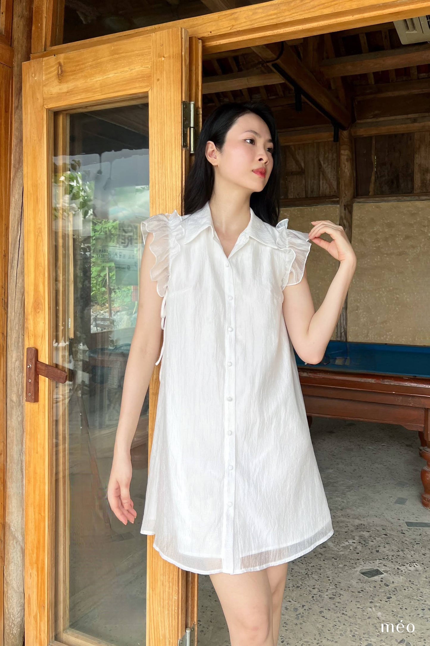 Páramo Dress - A-Line Dress With a Shirt Collar, Flutter Sleeves, Button Accents