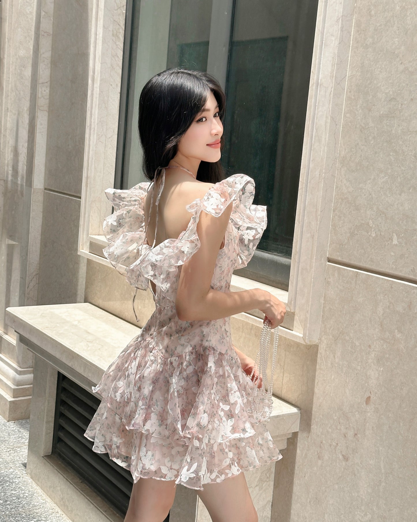 Soza Dress - Off-Shoulder Design, Flared Silhouette, Ruffled Bodice, And Layered Floral Pattern For A Luxurious And Elegant Look