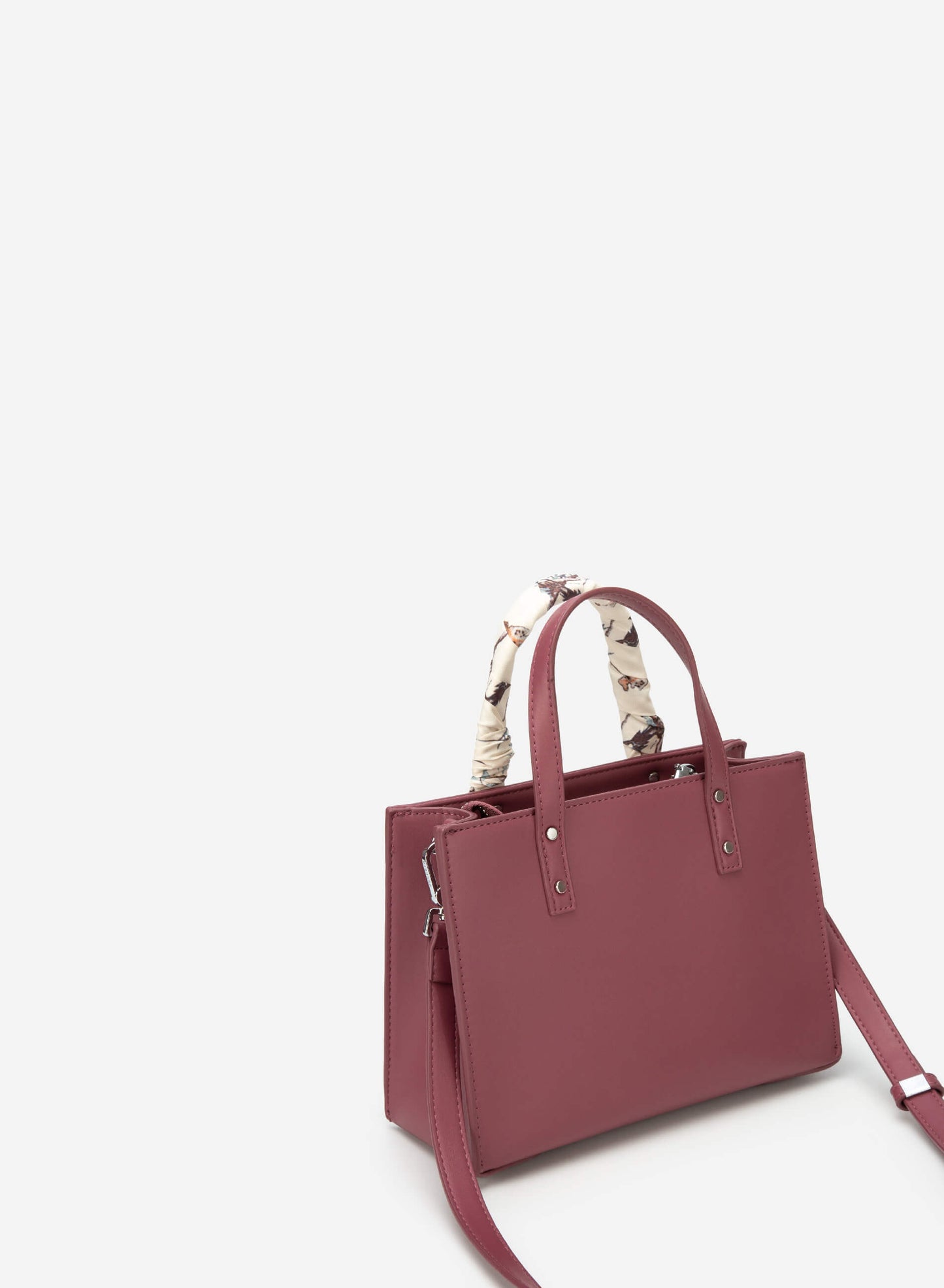 Floral Cloth Décor Handbag - Purple