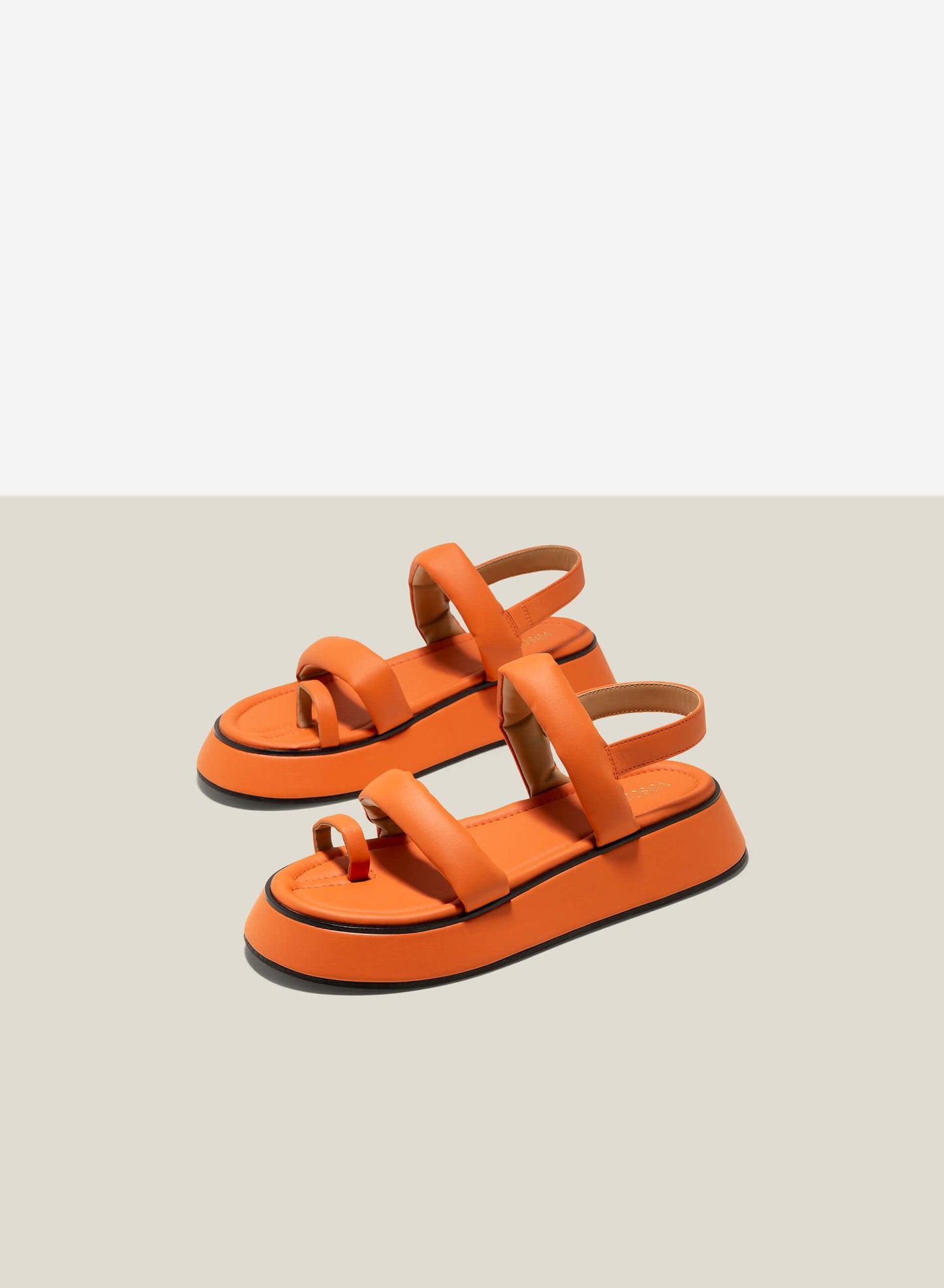 Puffed Strap Chunky Sandals - Orange