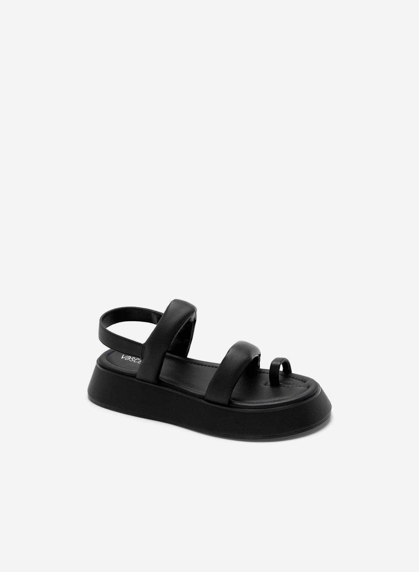 Puffed Strap Chunky Sandals - Black