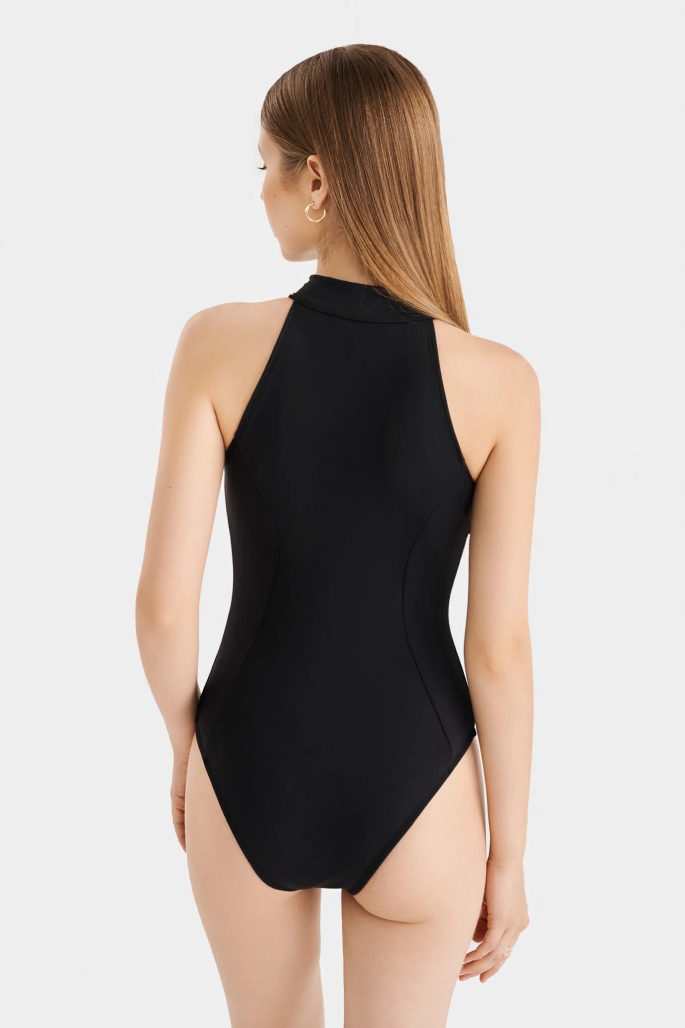 Front Zipper Swimsuit - Black