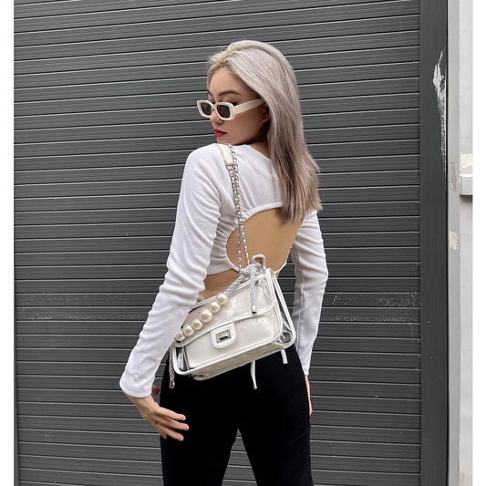 Lacing Back Long-Sleeved Crop Top