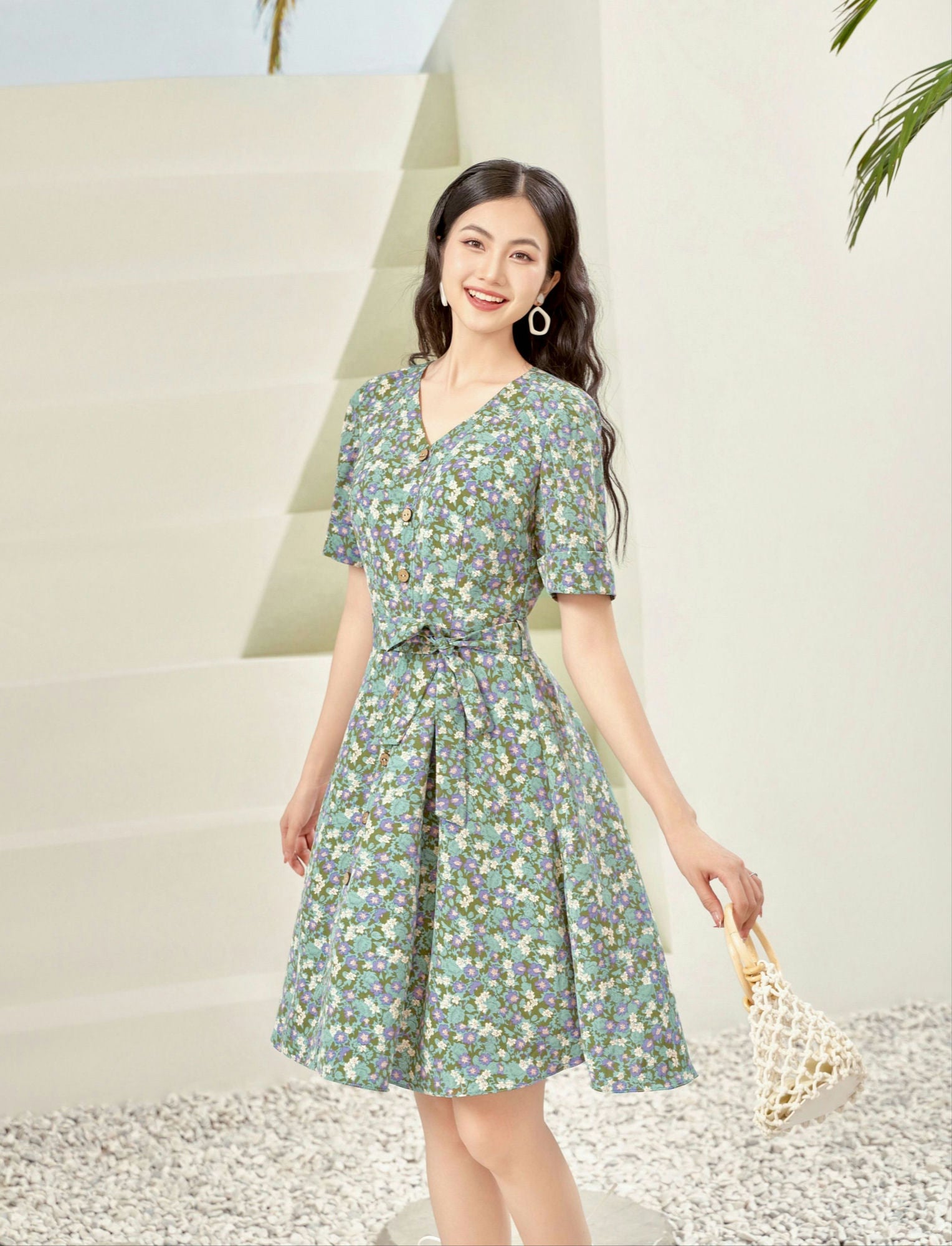 blue mini dress designer Doris Blue Gingham Mini Dress main image 1