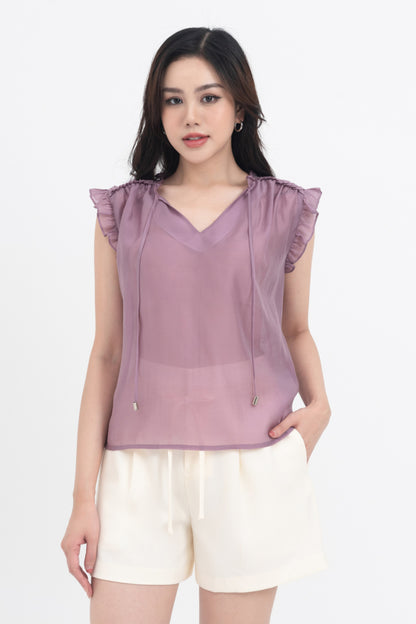 Blouse Set  - Butterfly Sleeves Tencel Blouse