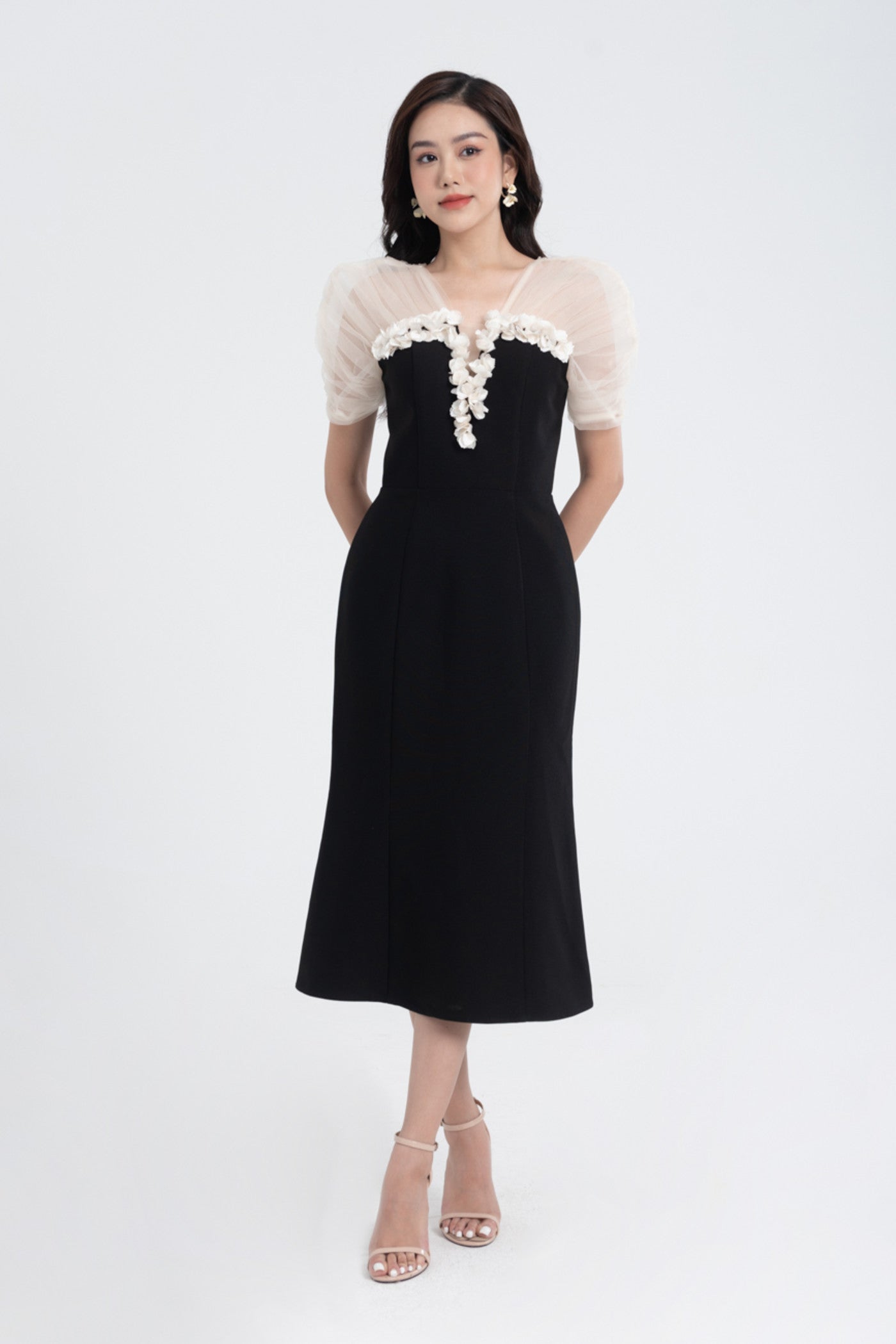 Ellie Dress - Floral Party Gown Black / L Ellie Dress - Floral Party Gown Black / L