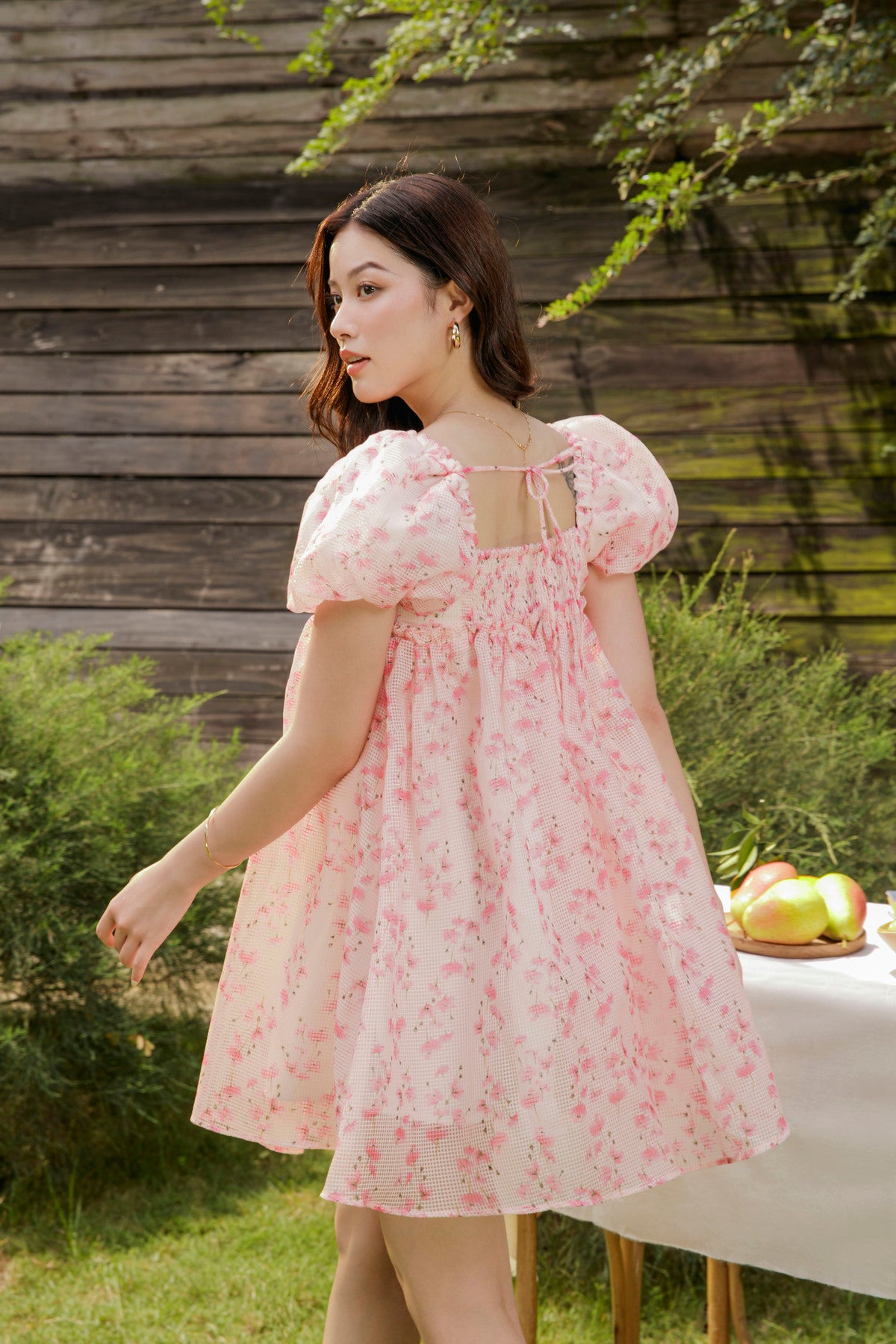Salli Dress - Puffed Sleeve Babydoll Dress Pink / M Salli Dress - Puffed Sleeve Babydoll Dress Pink / M