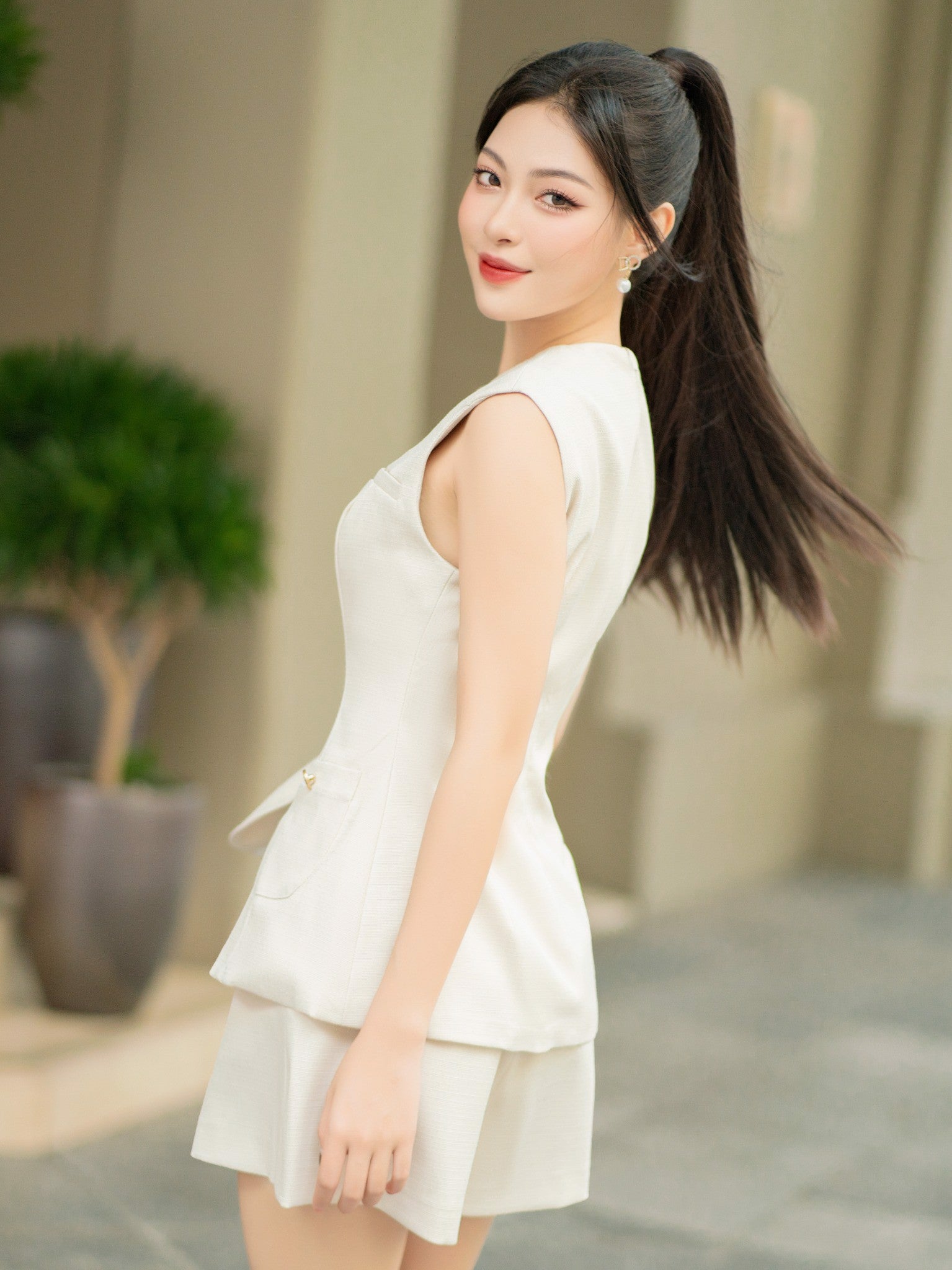 Carmy Short - High-Waisted A-line Wide-Leg Shorts, Plain Pockets, Youthful, Elegant, And Stylish Beige / M Carmy Short - High-Waisted A-line Wide-Leg Shorts, Plain Pockets, Youthful, Elegant, And Stylish Beige / M