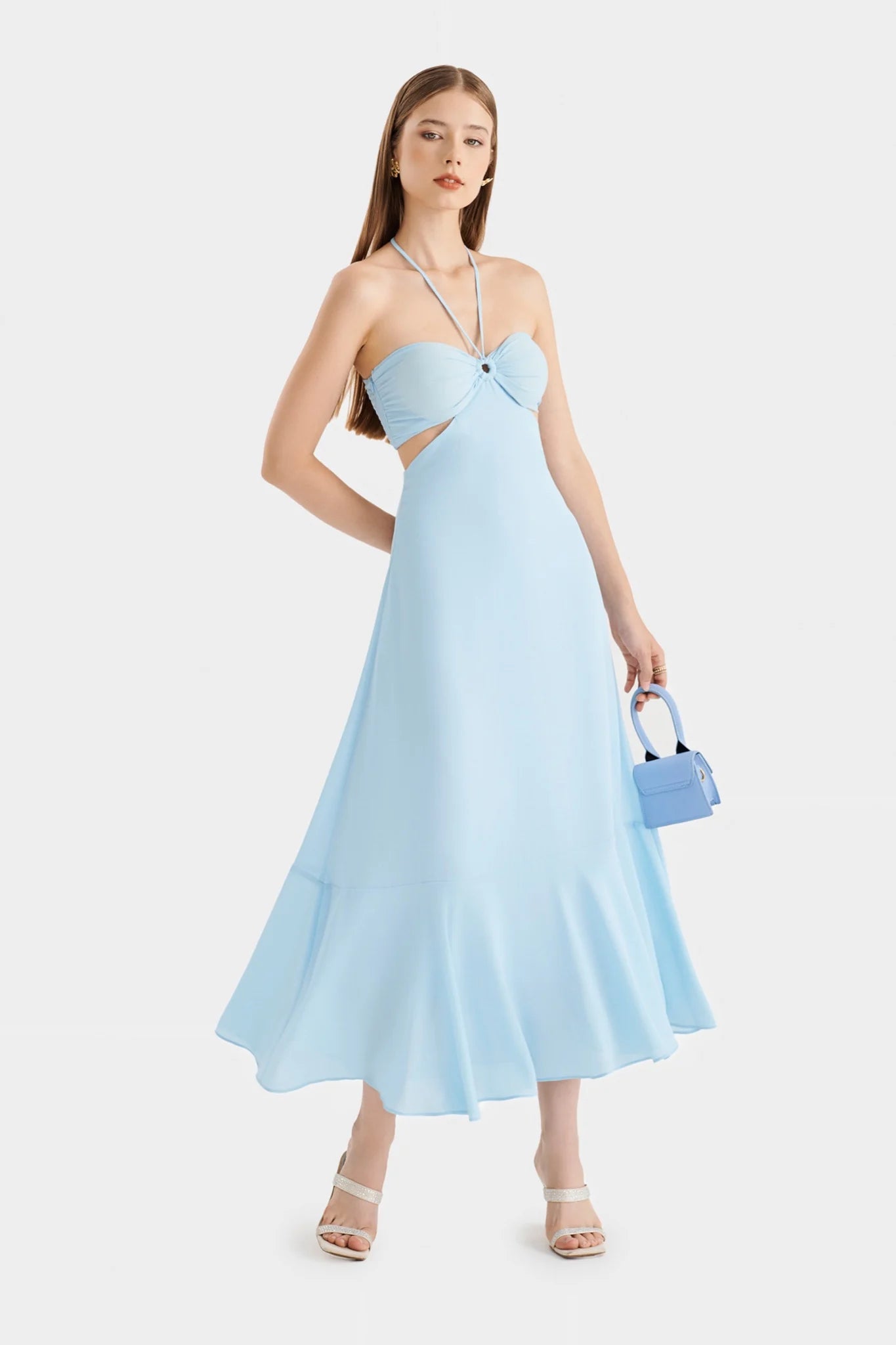 Chest Cup Cut Out Maxi Dress M / Blue Chest Cup Cut Out Maxi Dress M / Blue