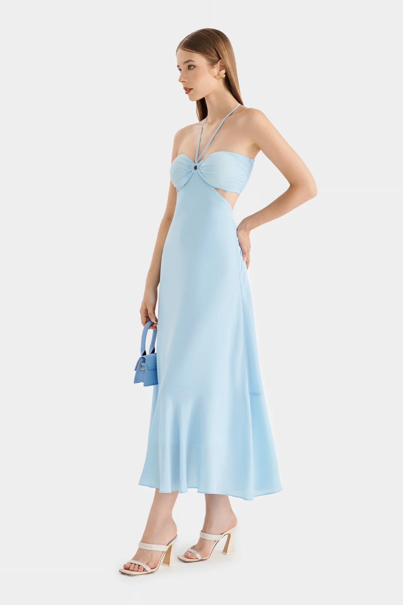 chest cut dress One Sided Flap Chest Cut-Out Dress LUNE DE SOIE
