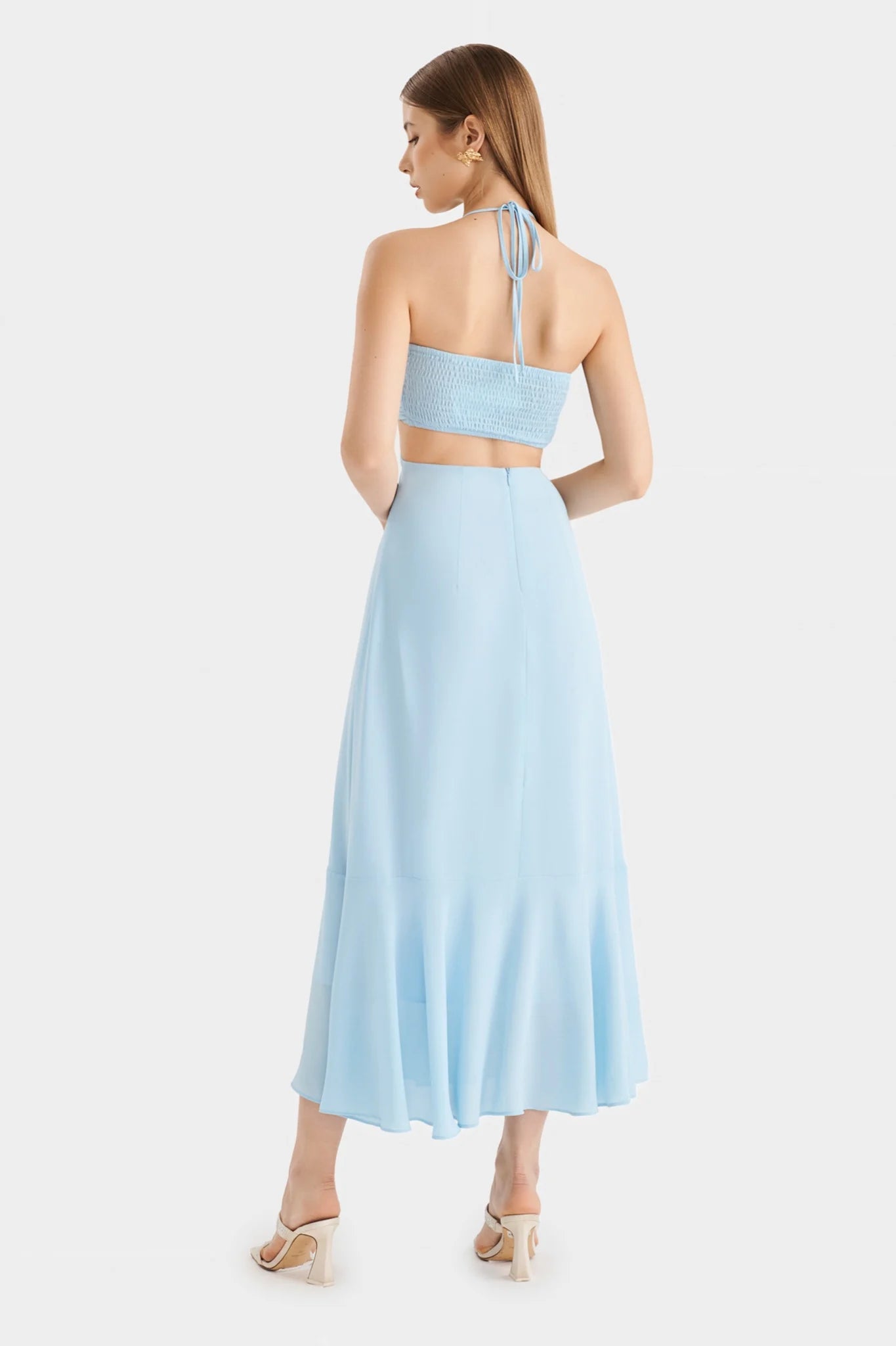 Chest Cup Cut Out Maxi Dress M / Blue Chest Cup Cut Out Maxi Dress M / Blue